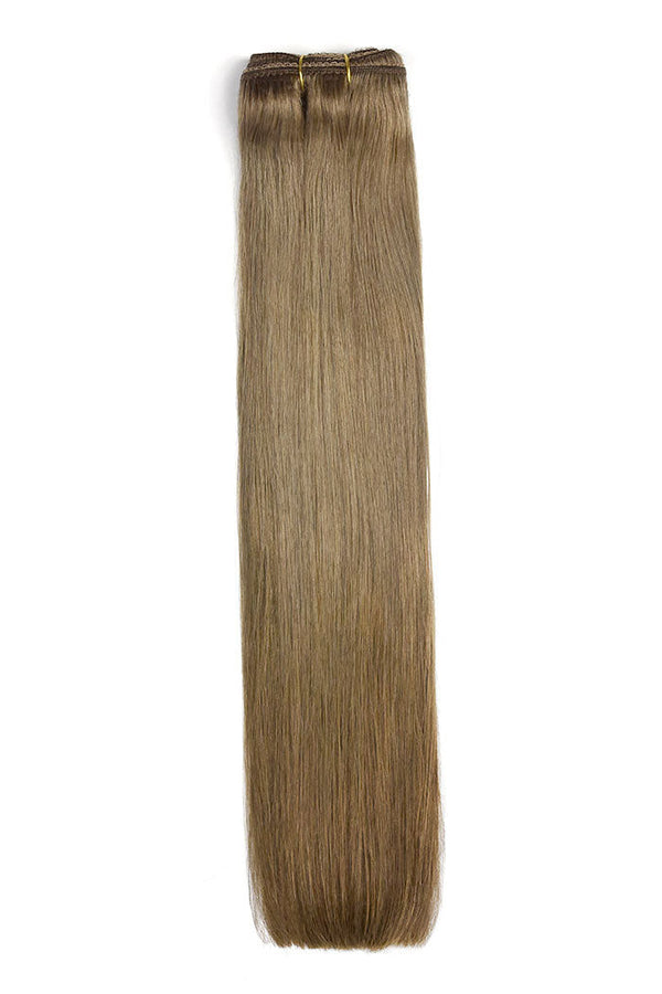 Remy Royale Double Drawn Human Hair Weft Weave Extensions - Medium Ash Brown (#8)