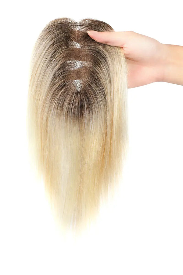 Mona Handmade Human Hair Topper  Light Blonde with Highlights #T4/16/613