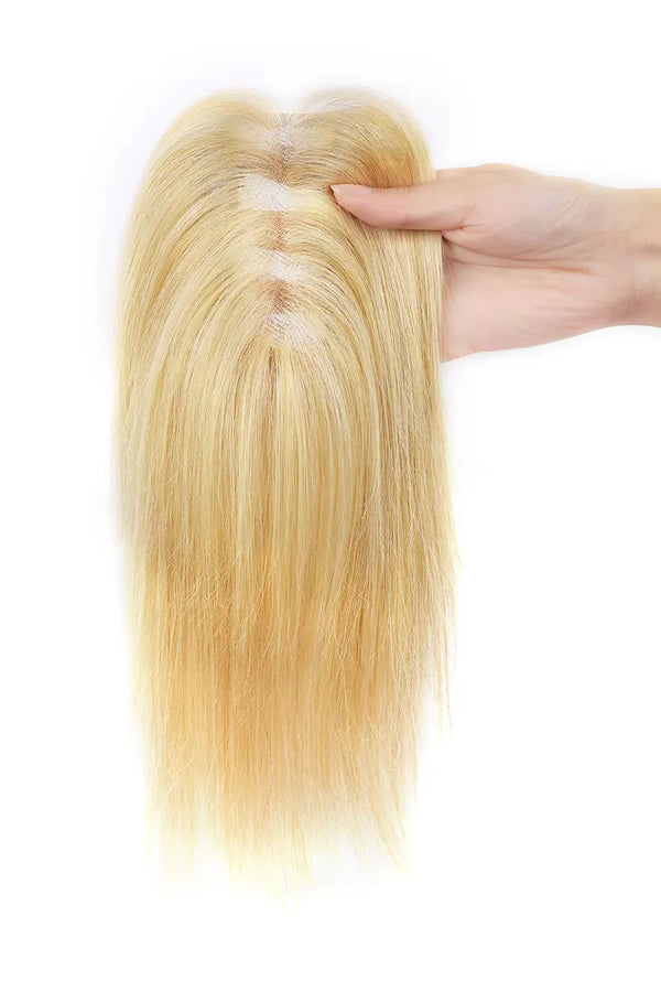 Mona Handmade Human Hair Topper  Warm Blonde with Highlights #27/613